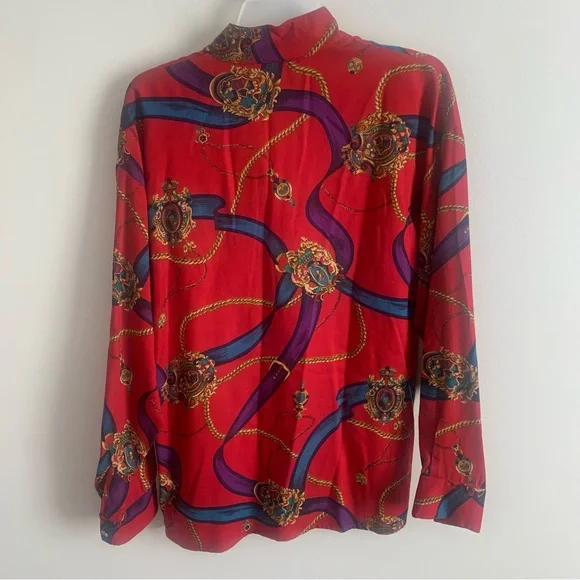 Country Shop Vintage Rayon Wool Blend Equestrian Printed Button Down Shi… - Picture 6 of 9